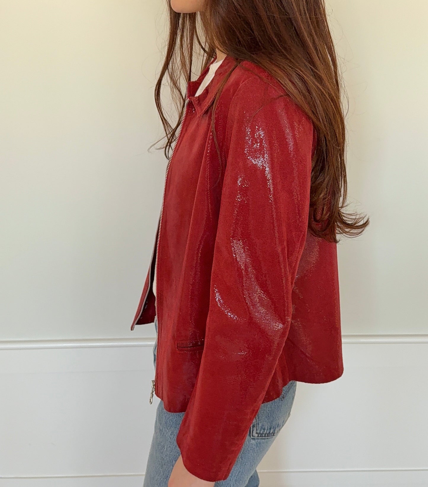 Vintage Red Italian Leather Jacket