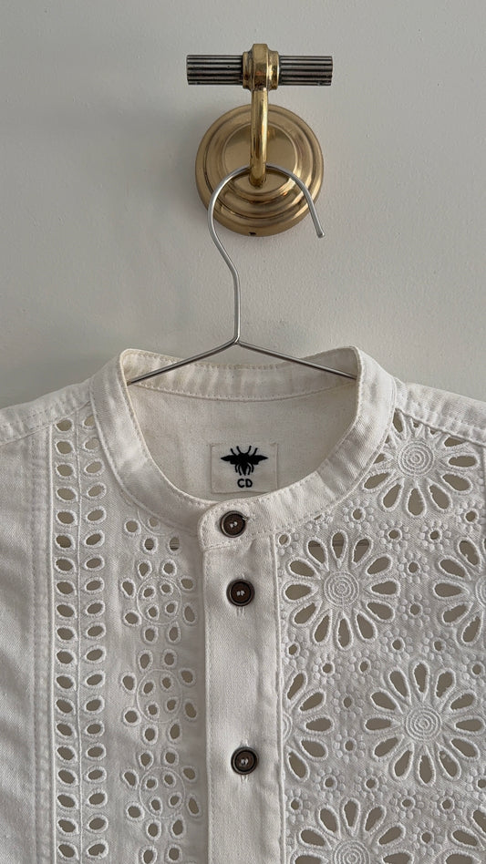 Christian Dior White Eyelet Top