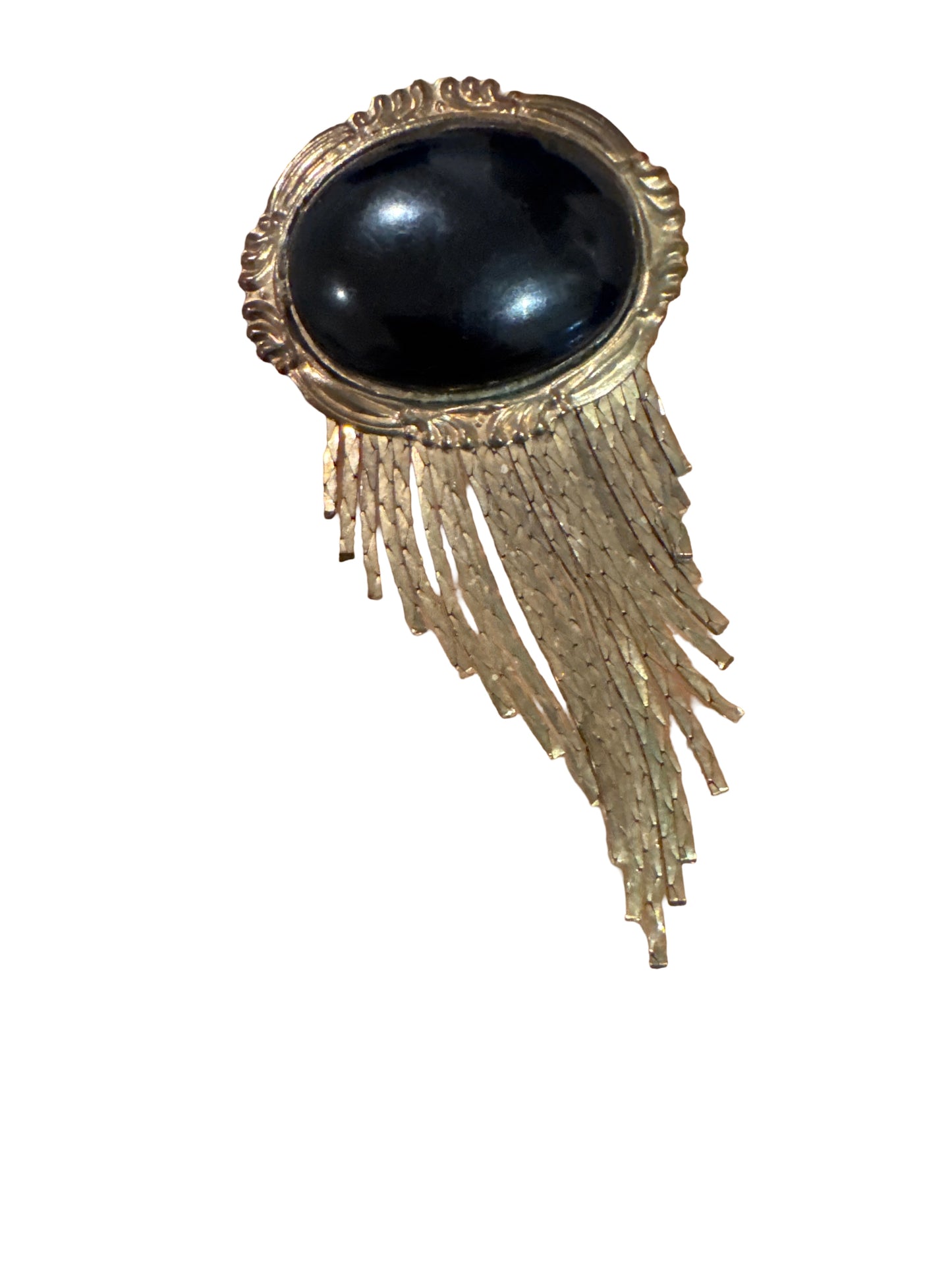 #003 Victorian Tassel Fringe Black Brooch