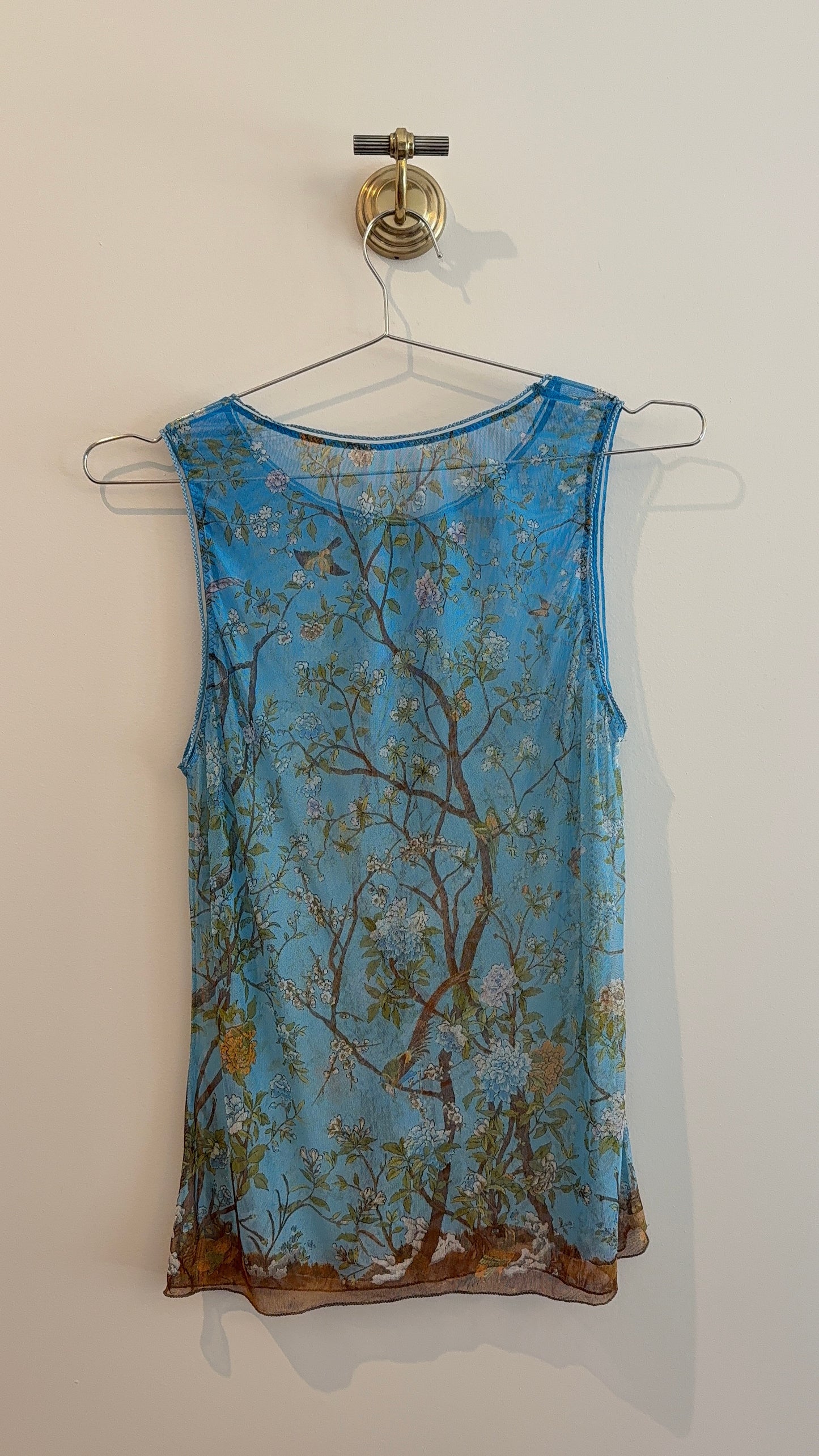 Blumarine Sheer Floral Tank