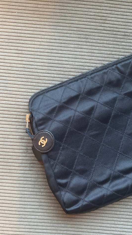 Chanel Satin Quilted Clutch