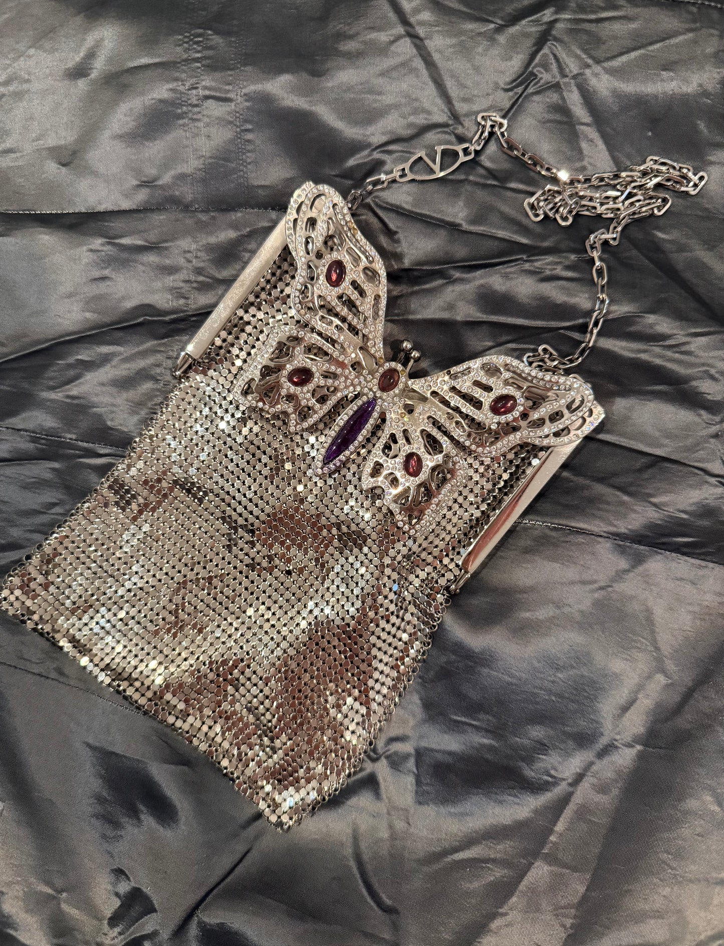 Valentino Silver Butterfly Chain Bag