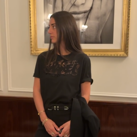 Chanel T-Shirt with Lace Logo Insert