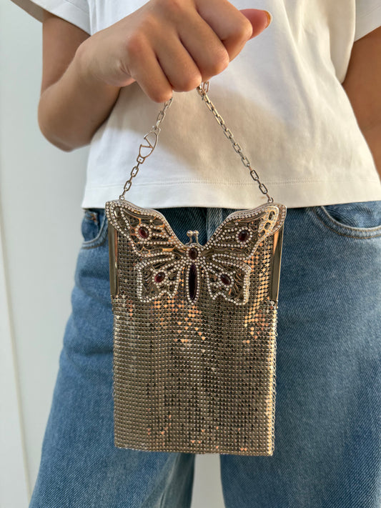 Valentino Silver Butterfly Chain Bag