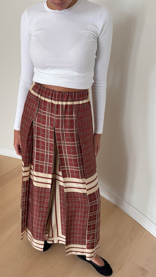 Gucci Wide Leg Silk Pleated Pants
