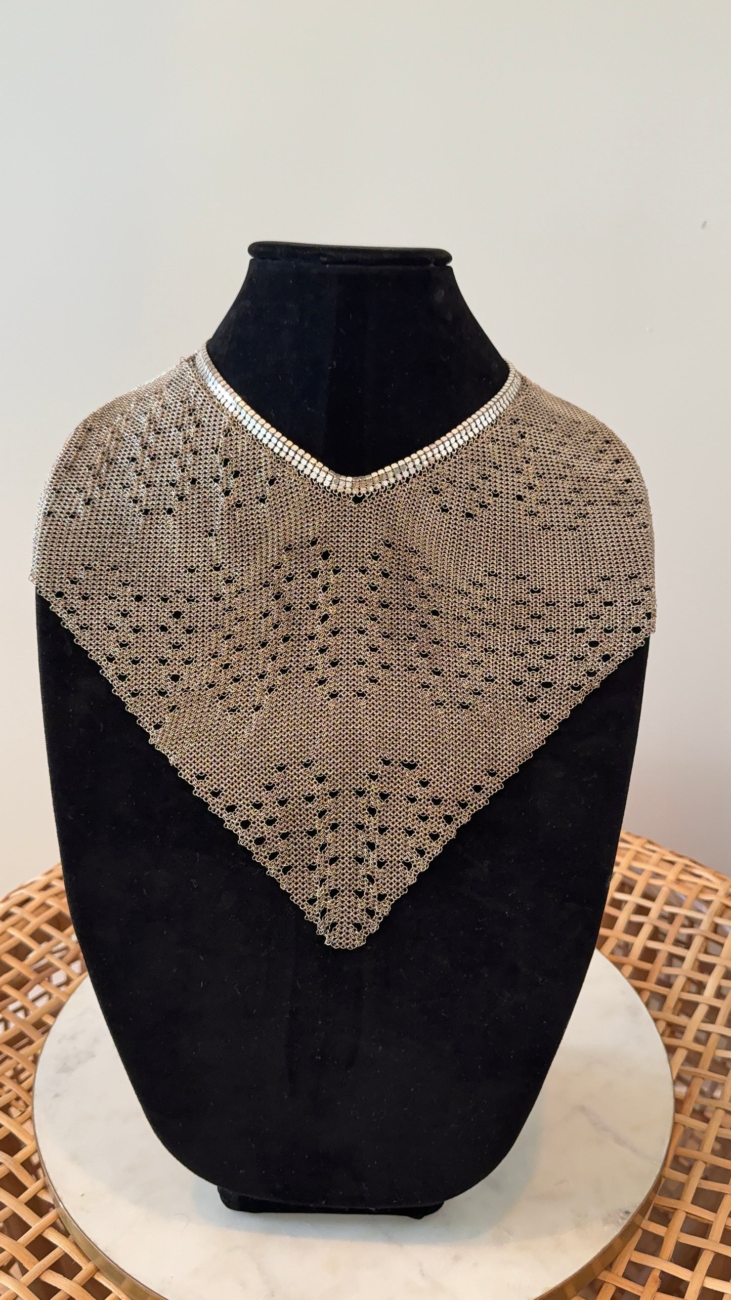 Silver Mesh Bib Necklace