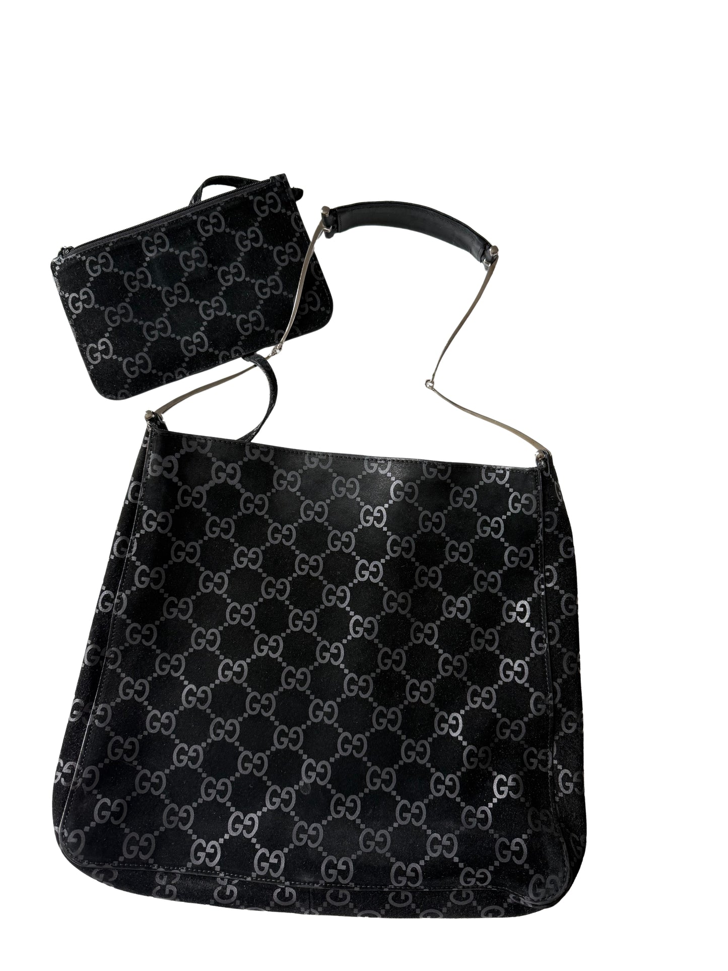Gucci Black Suede Horsebit Shoulder Bag
