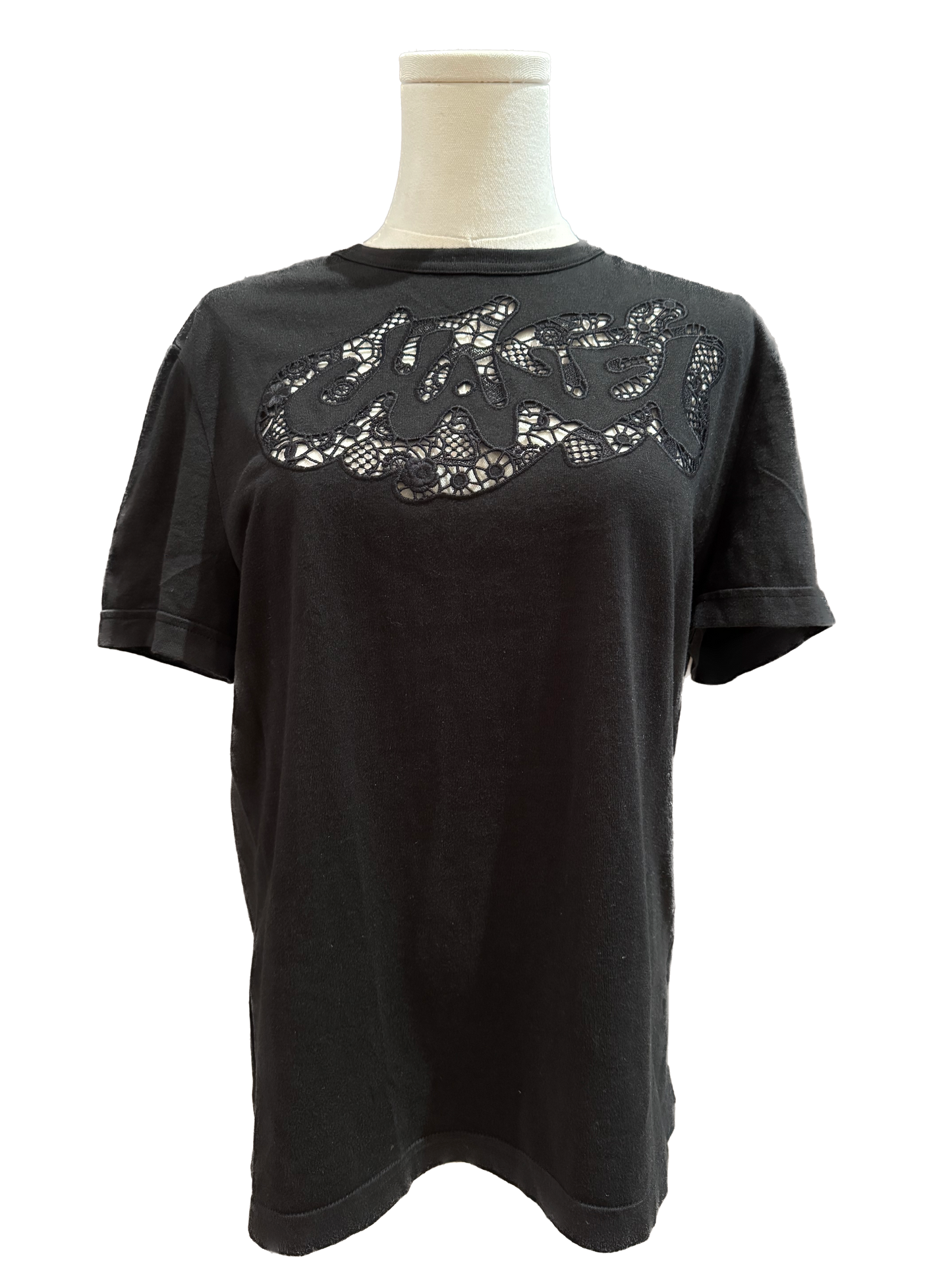 Chanel T-Shirt with Lace Logo Insert