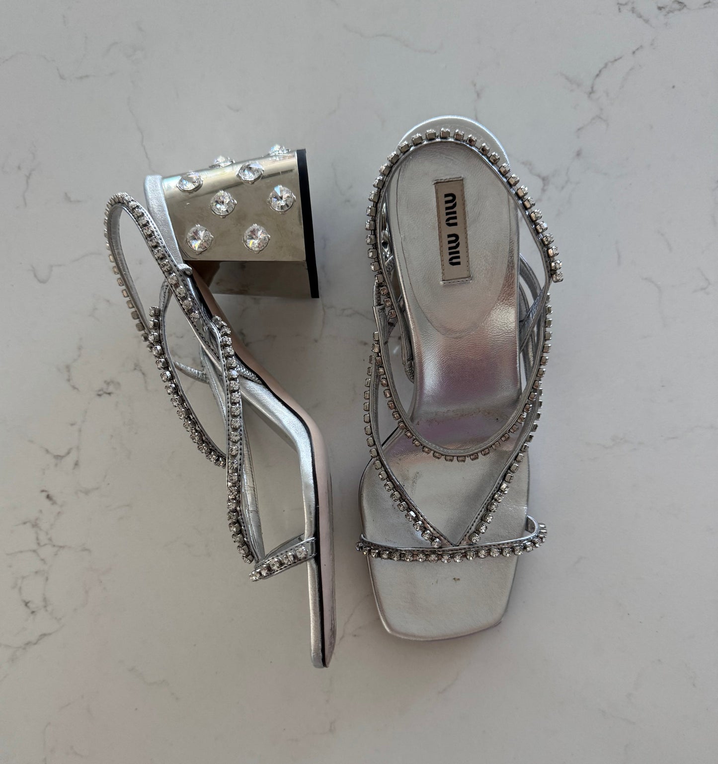 Miu Miu Embellished Block Heels