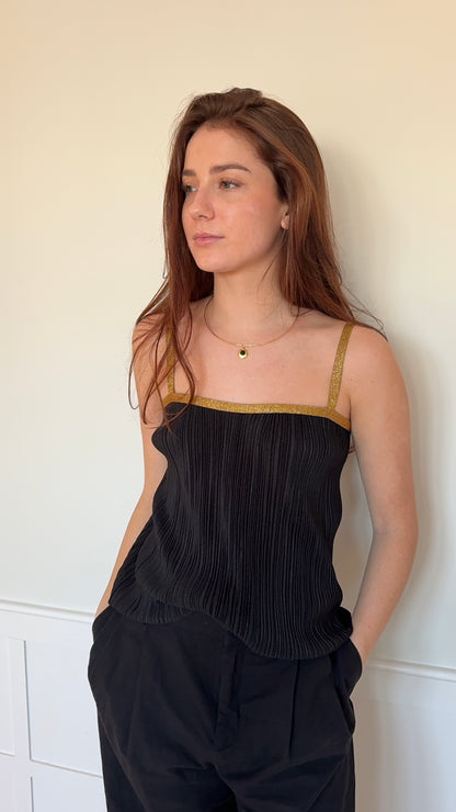 Yves Saint Laurent Pleated Top with Gold Straps