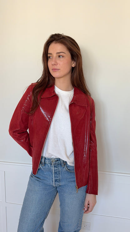 Vintage Red Italian Leather Jacket
