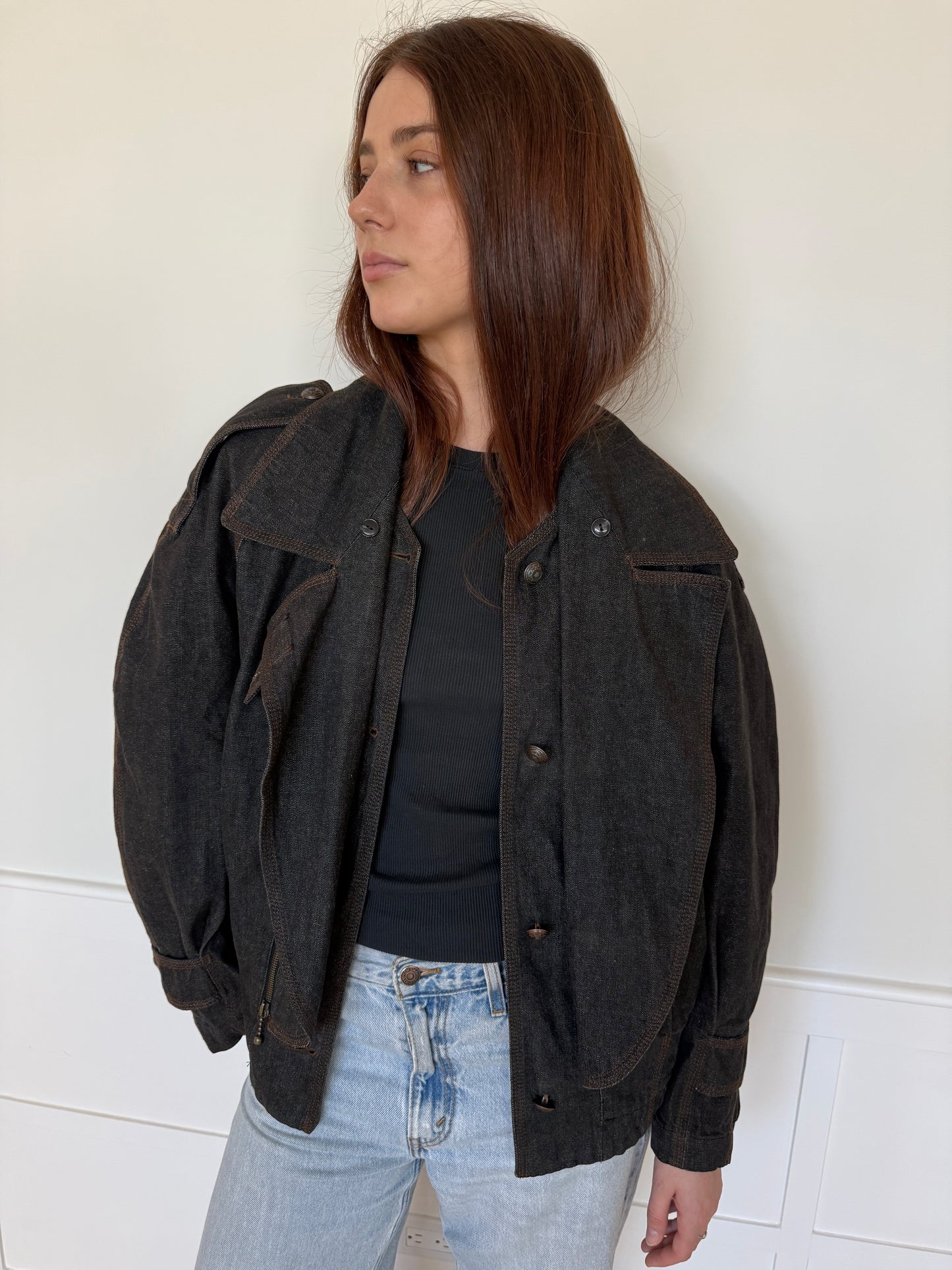 Dark Denim Utility Bomber Jacket