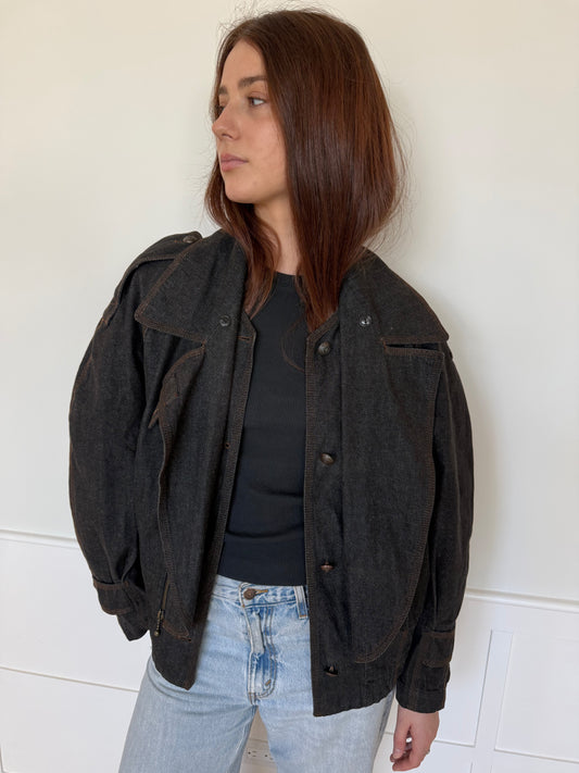 Dark Denim Utility Bomber Jacket