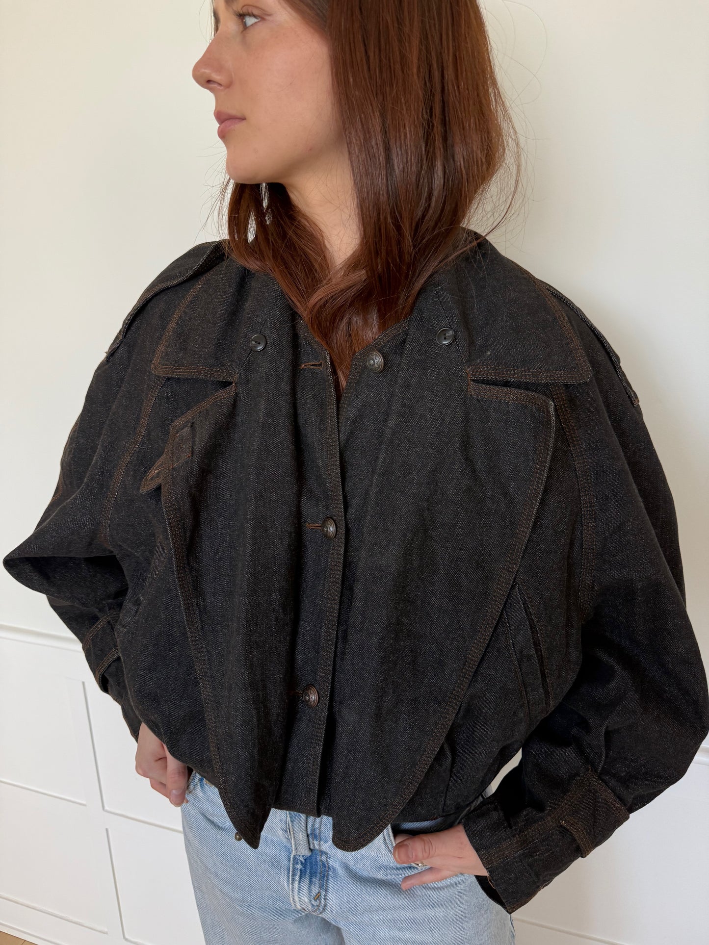 Dark Denim Utility Bomber Jacket