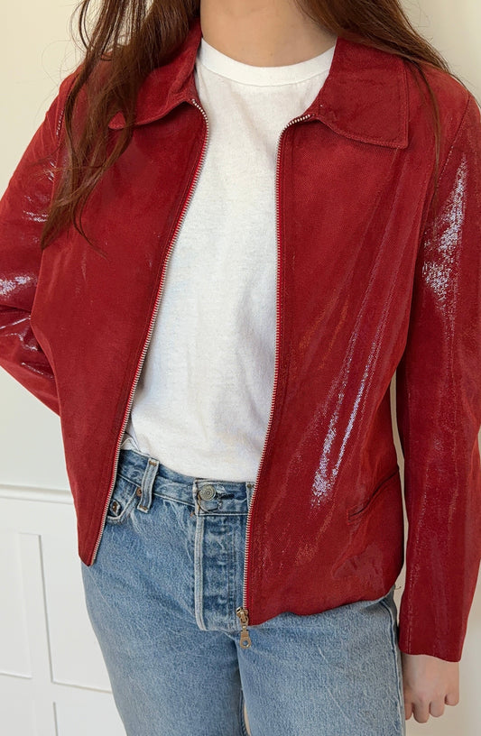 Vintage Red Italian Leather Jacket
