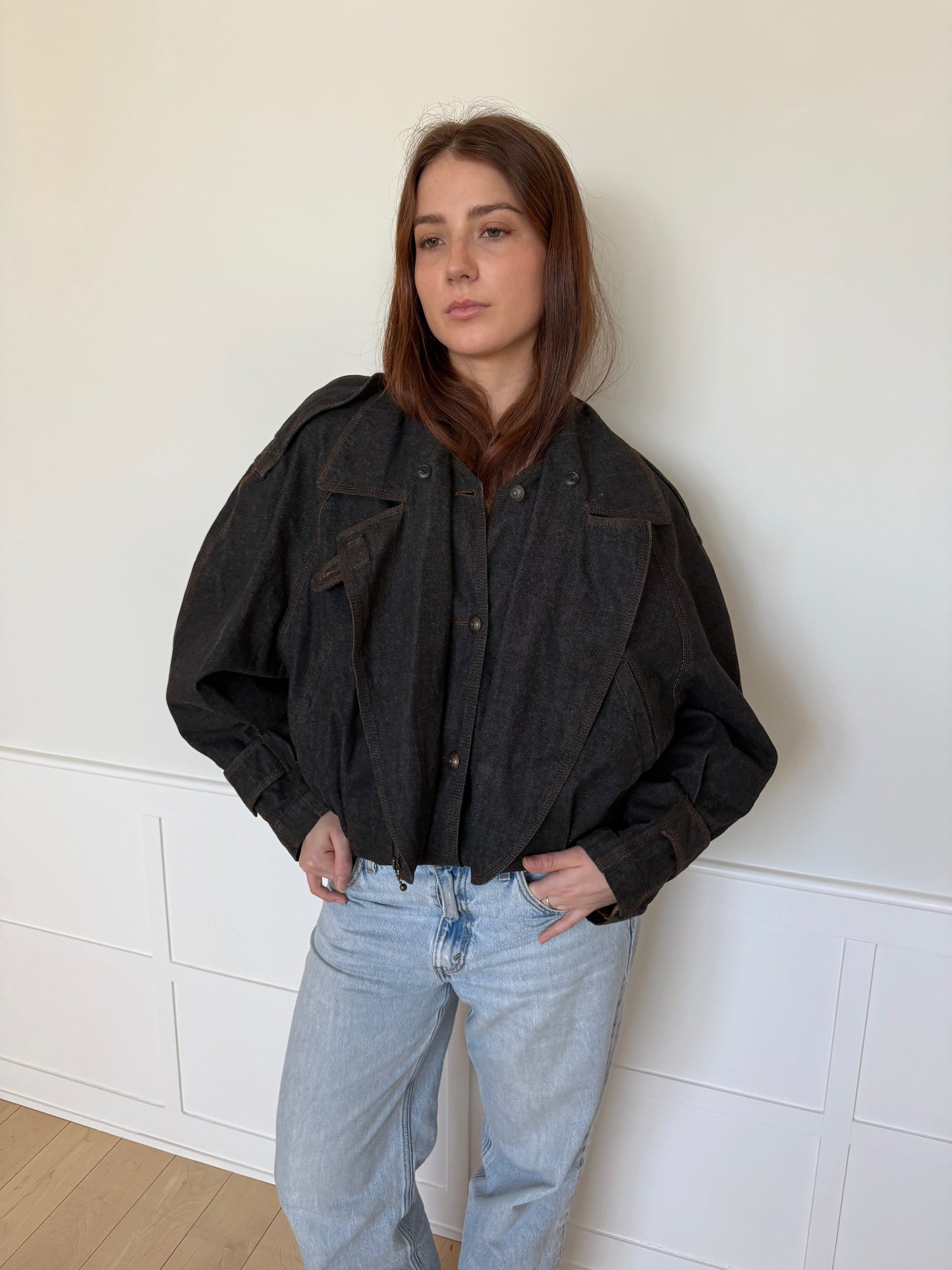 Dark Denim Utility Bomber Jacket