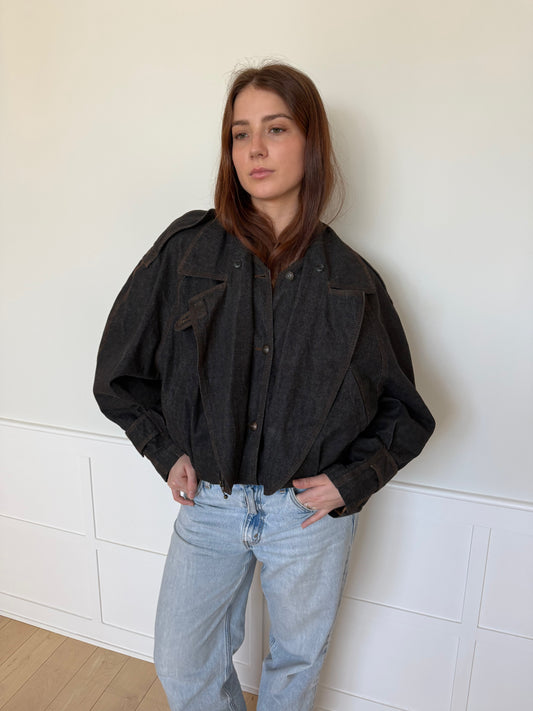 Dark Denim Utility Bomber Jacket