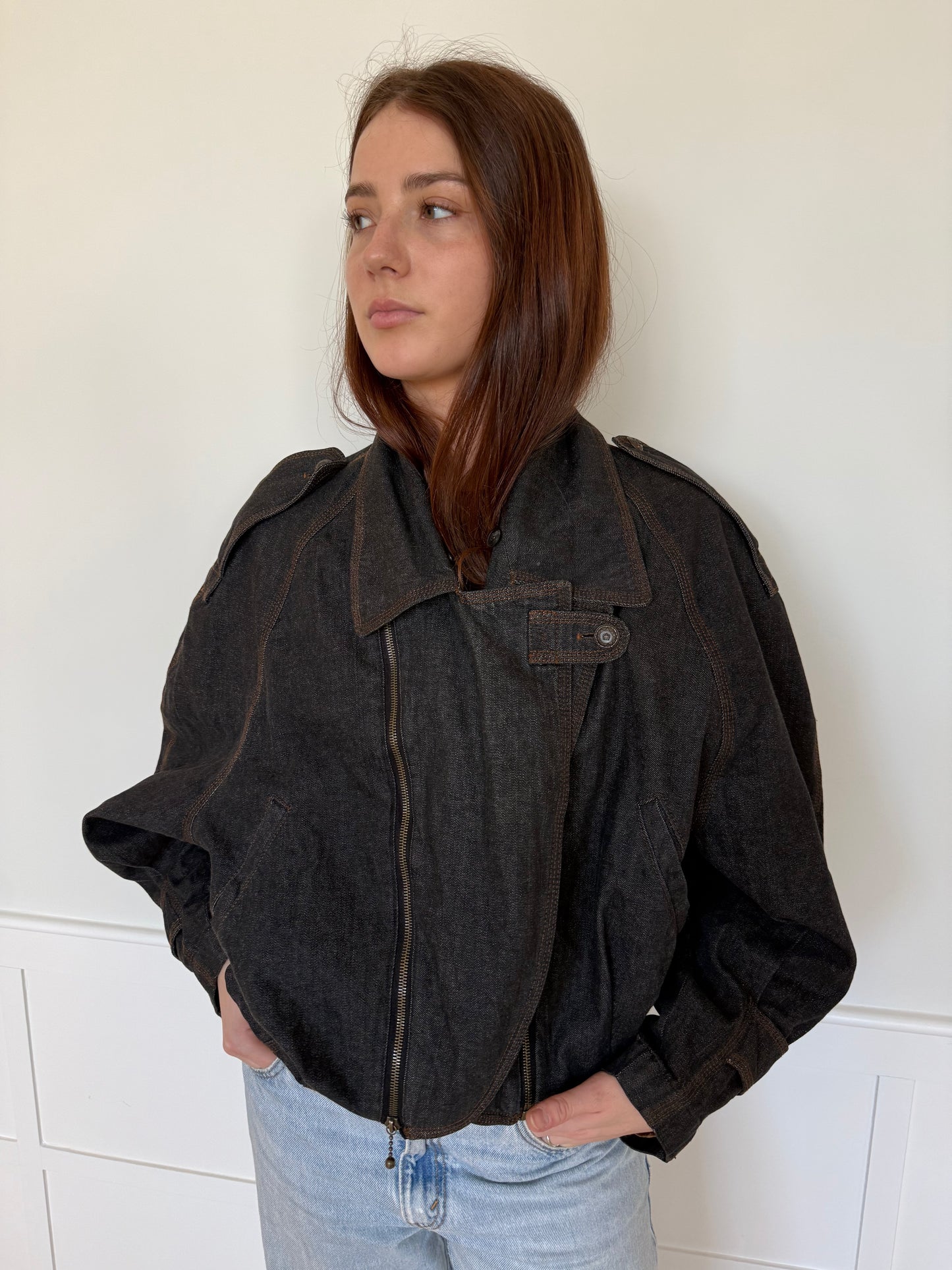 Dark Denim Utility Bomber Jacket