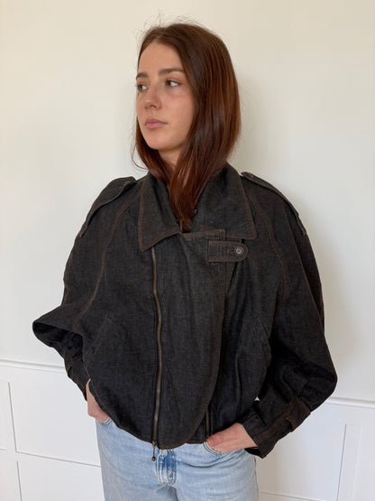 Dark Denim Utility Bomber Jacket
