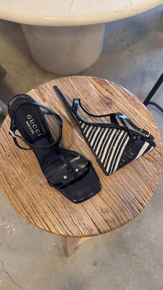 Gucci Sequin Wedge Sandals