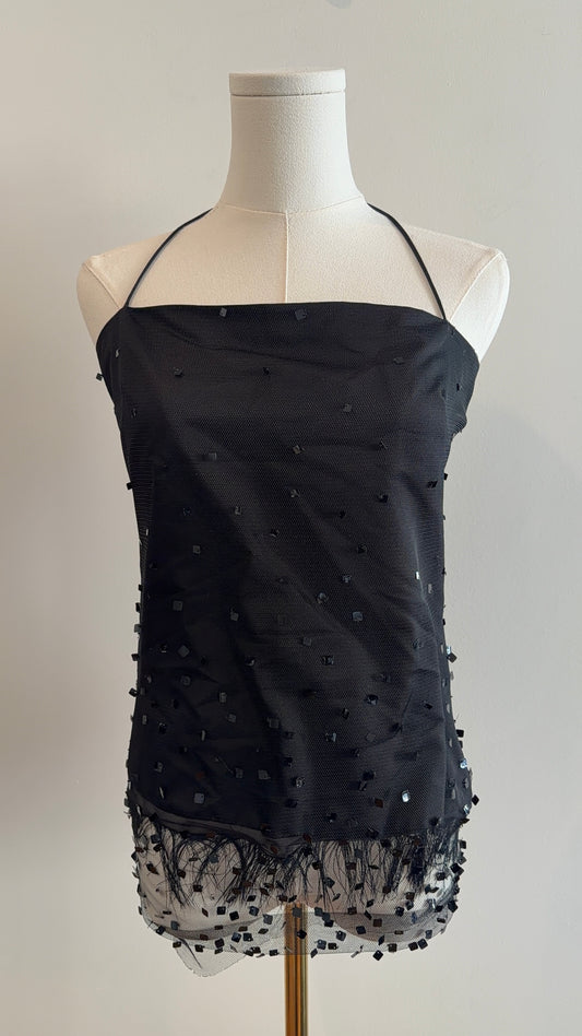 Donna Karan Sheer and Feather Top