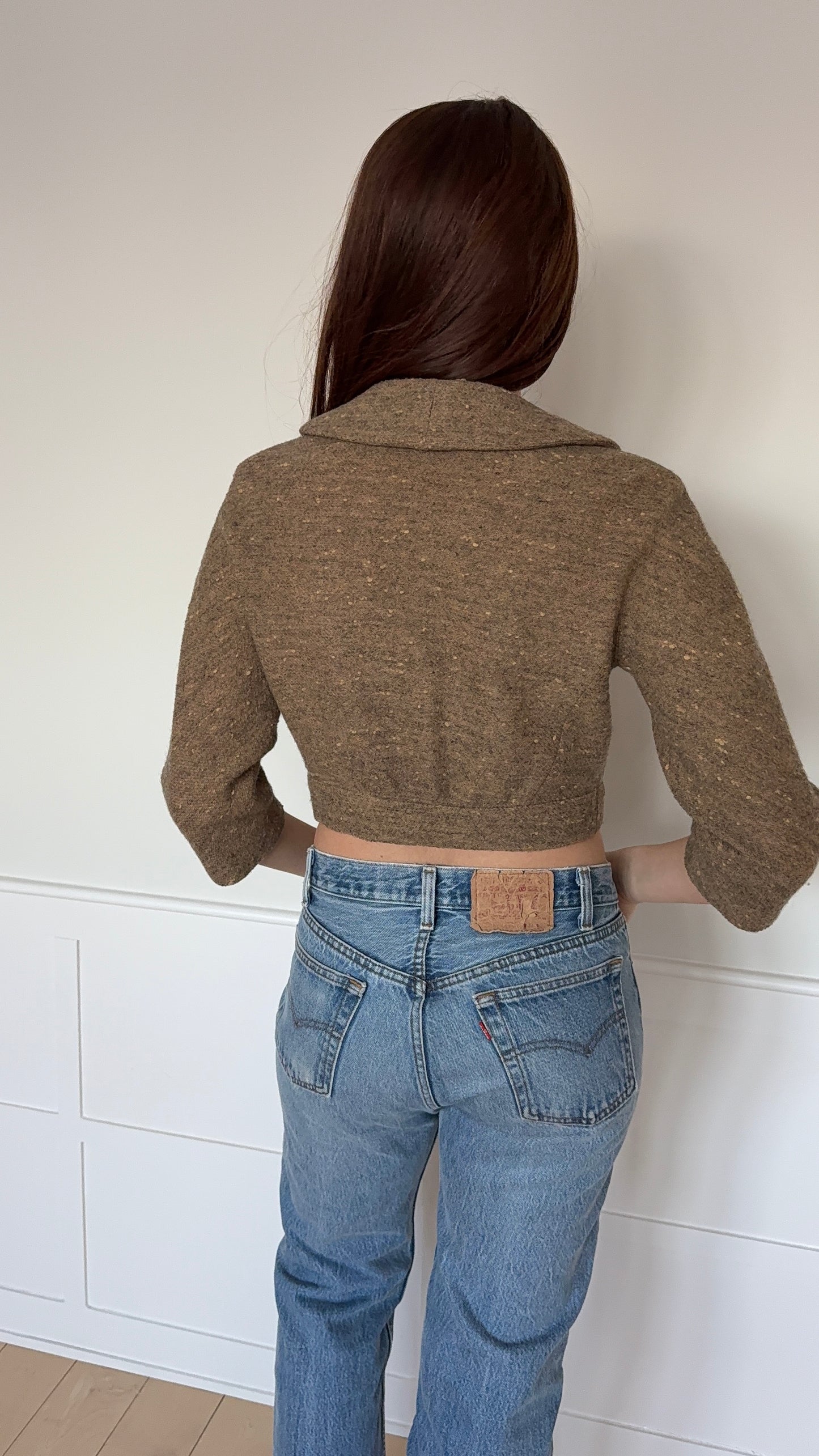 Cropped Tweed Collared Jacket