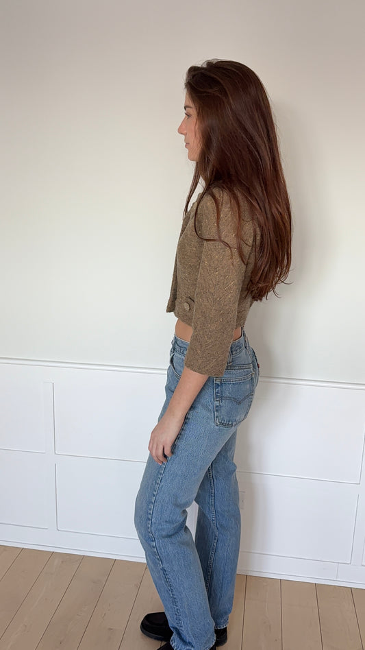 Cropped Tweed Collared Jacket
