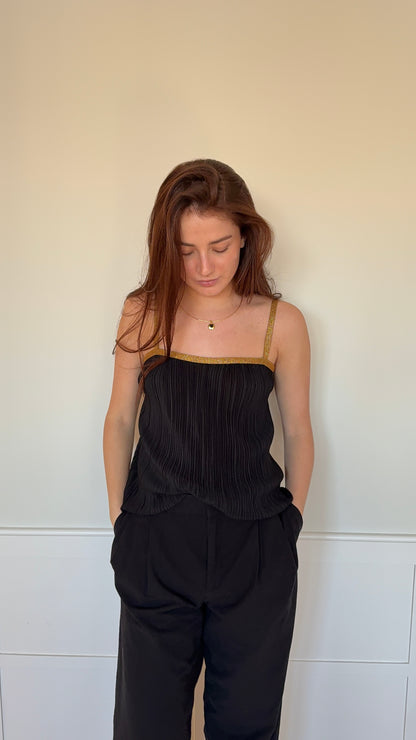Yves Saint Laurent Pleated Top with Gold Straps