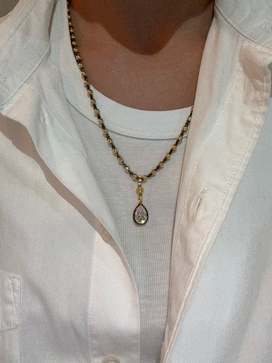 Pear Pendant and Ball Chain Necklace