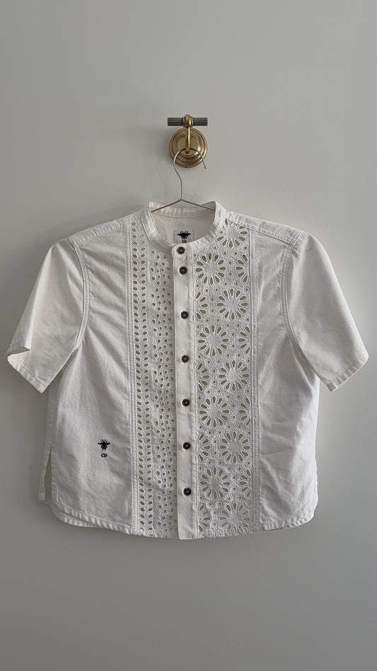 Christian Dior White Eyelet Top