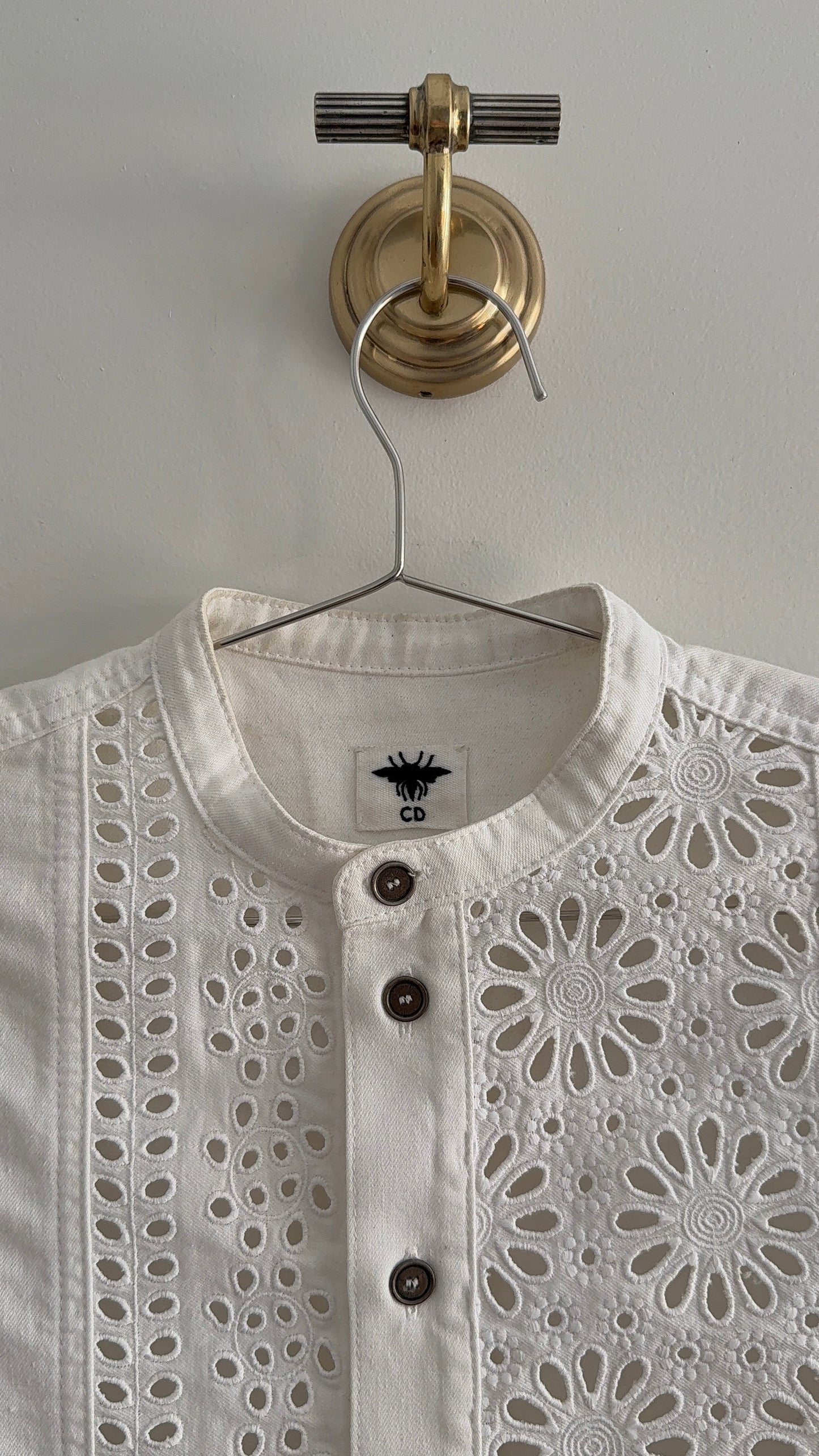 Christian Dior White Eyelet Top