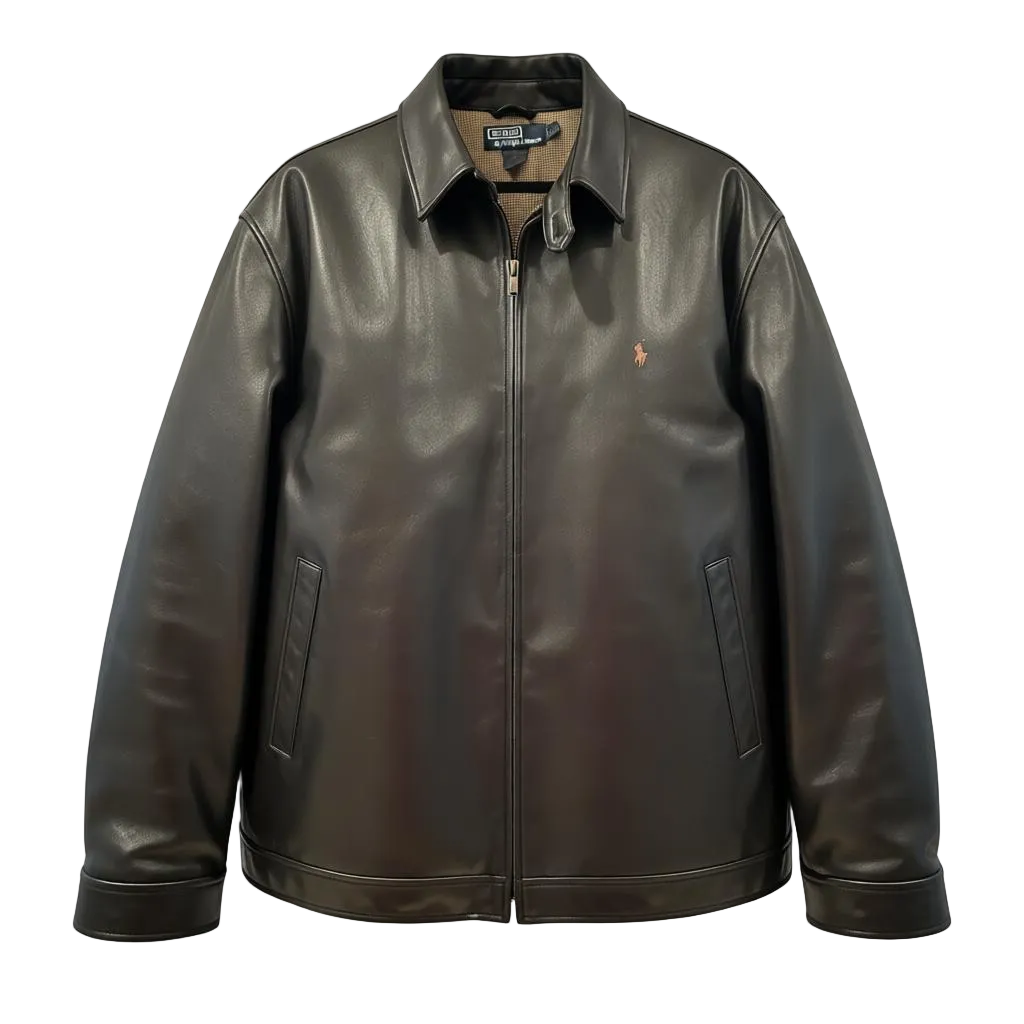 Ralph Lauren Brown Leather Bomber Jacket