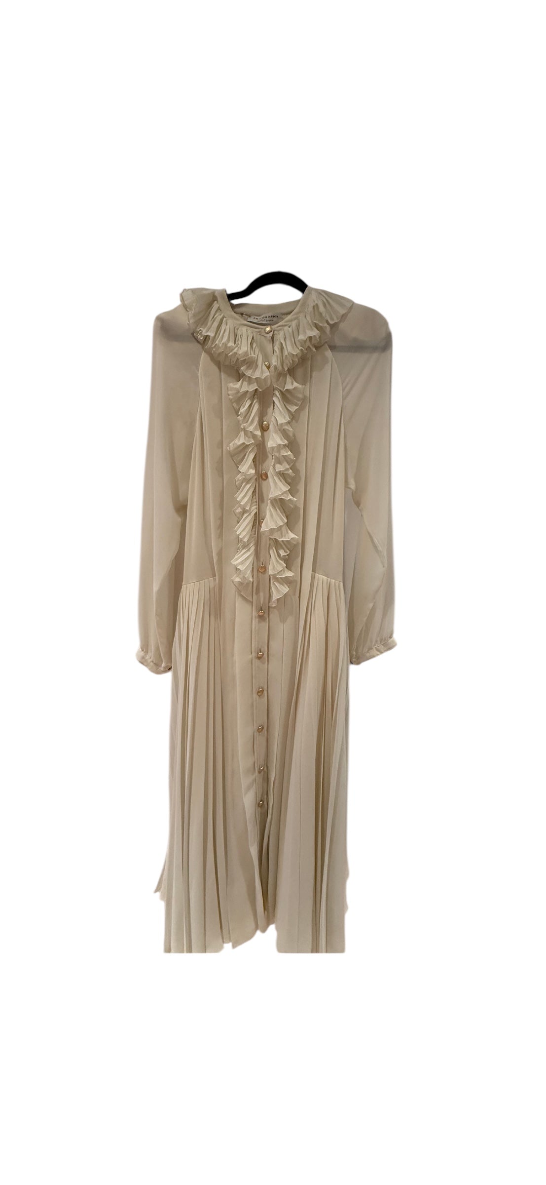 White Long Sleeve Drop Waist Maxi Dress