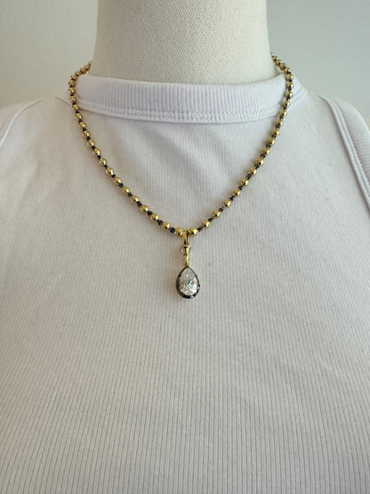 Pear Pendant and Ball Chain Necklace