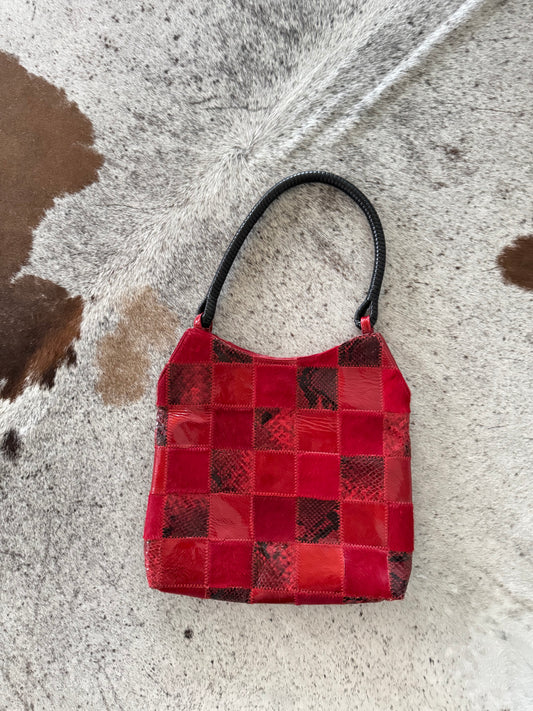 Vintage Red Patchwork Bag