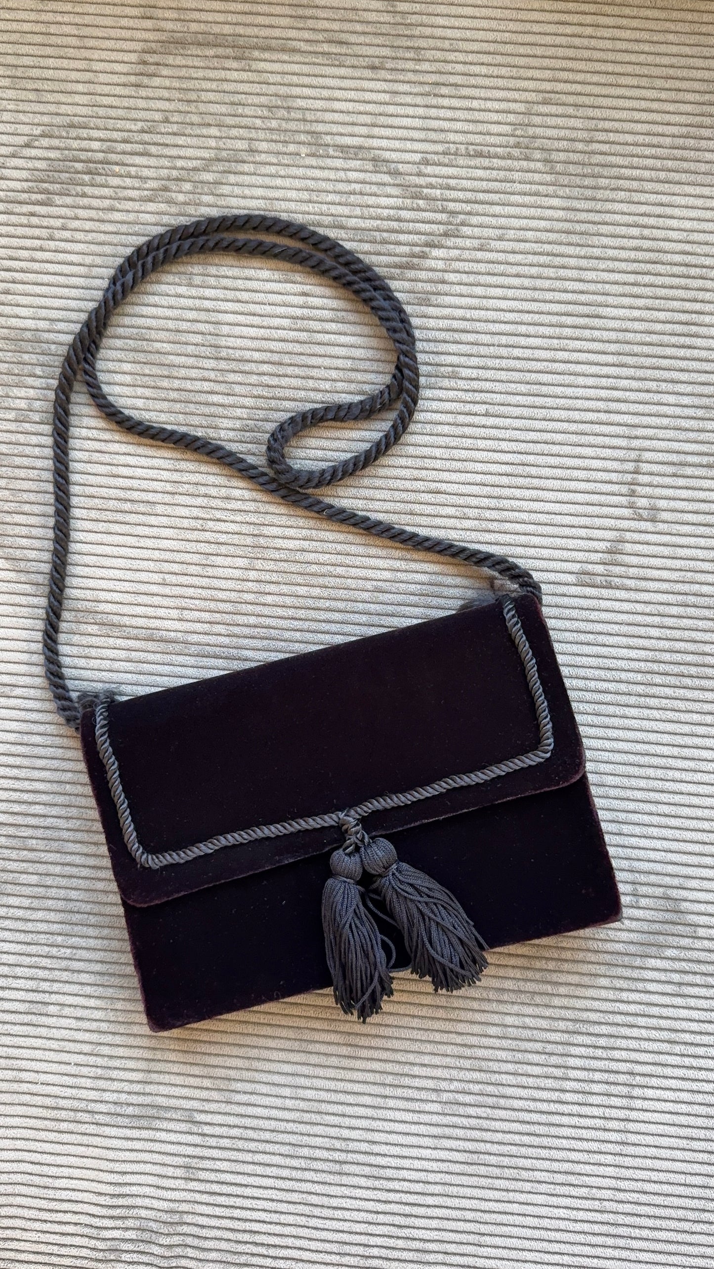 Vintage Black Velvet Tassel Bag