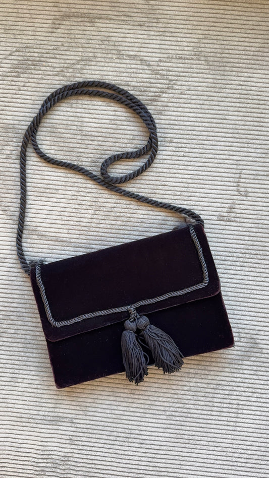 Vintage Black Velvet Tassel Bag