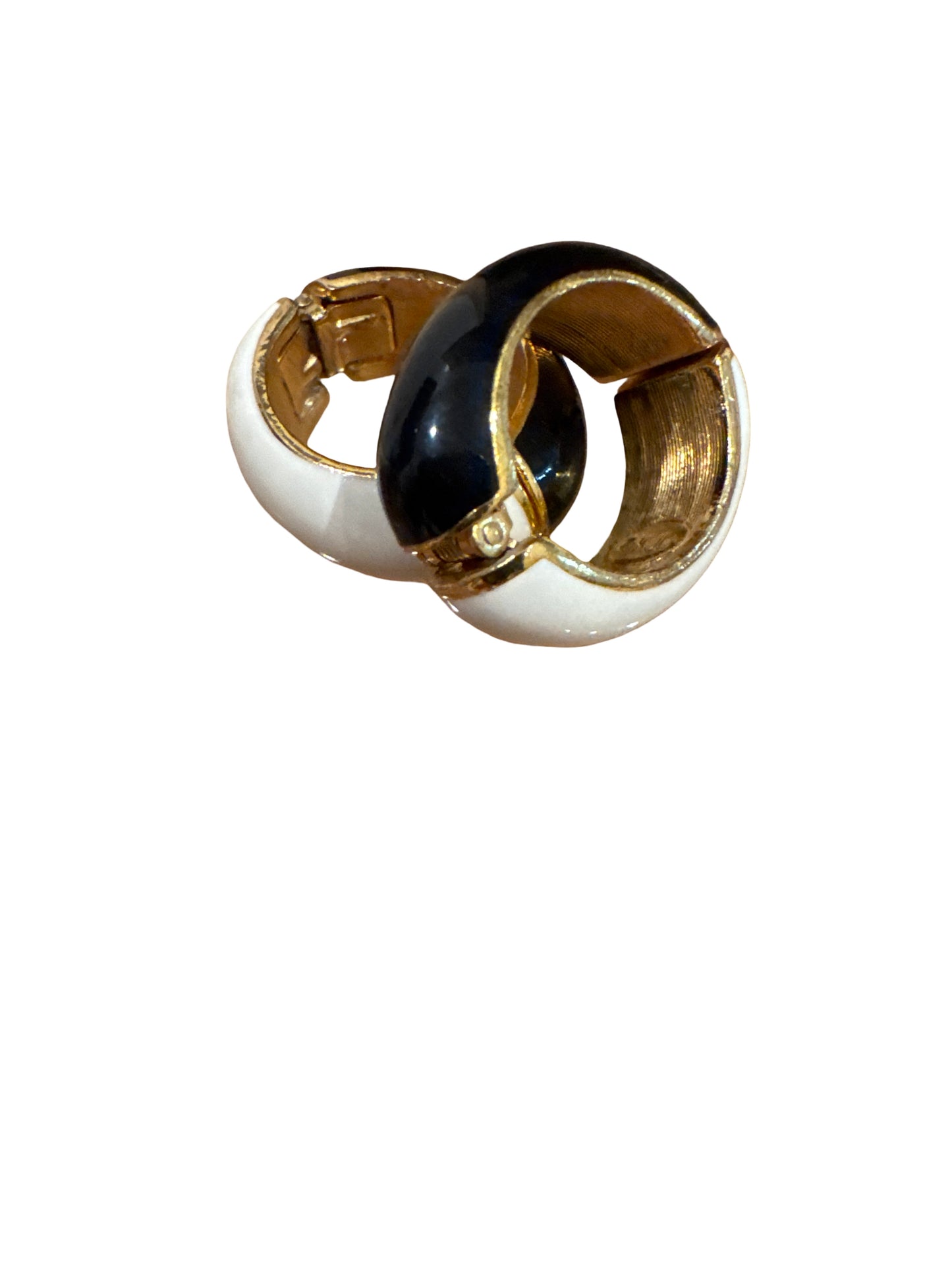 Kenneth Jay Lane Vintage Two Tone Huggie Clip On Earrings