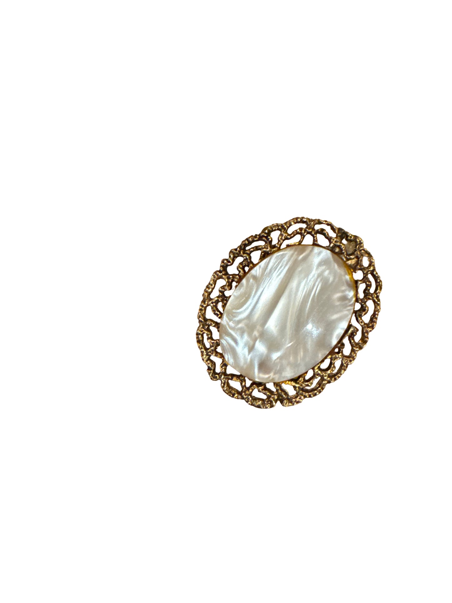 #038 White Cameo Brooch