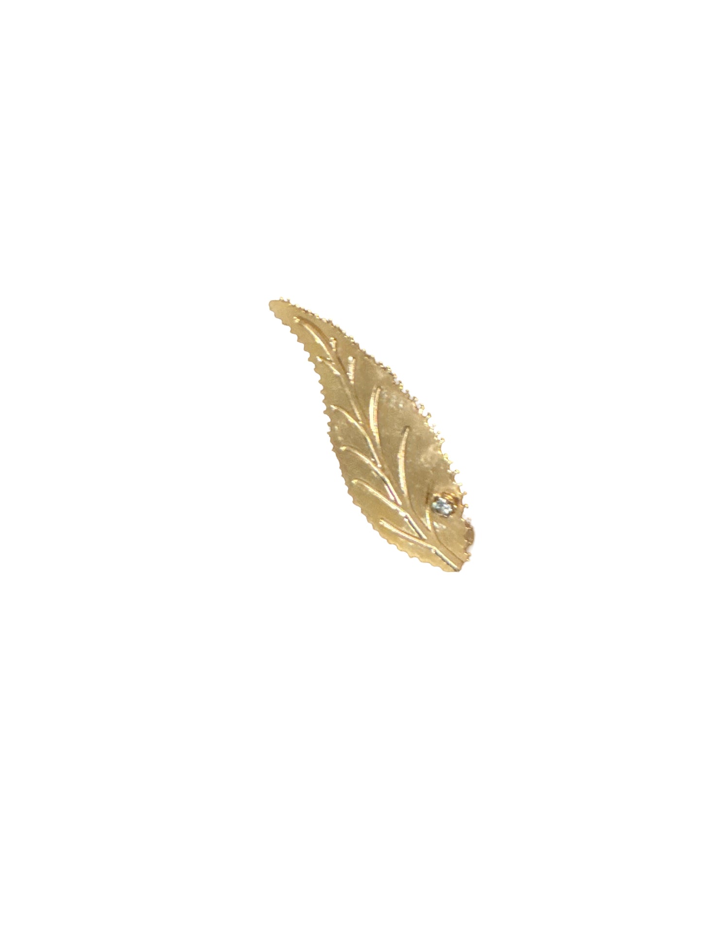 #035 Leaf with Stone Brooch
