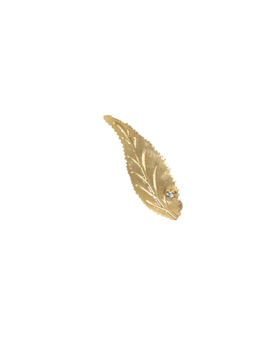 #035 Leaf with Stone Brooch