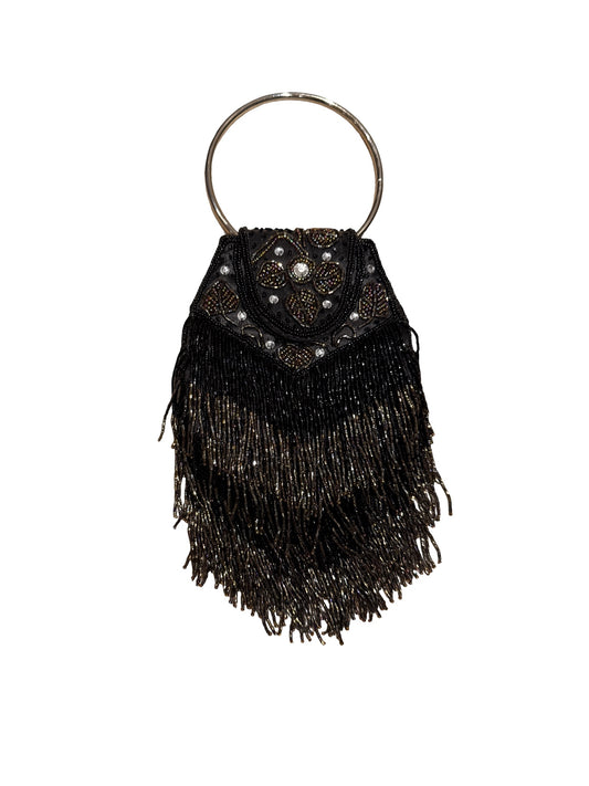 Black Beaded Fringe Bag