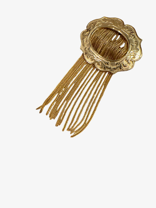 Gold Chain Fringe Brooch #002