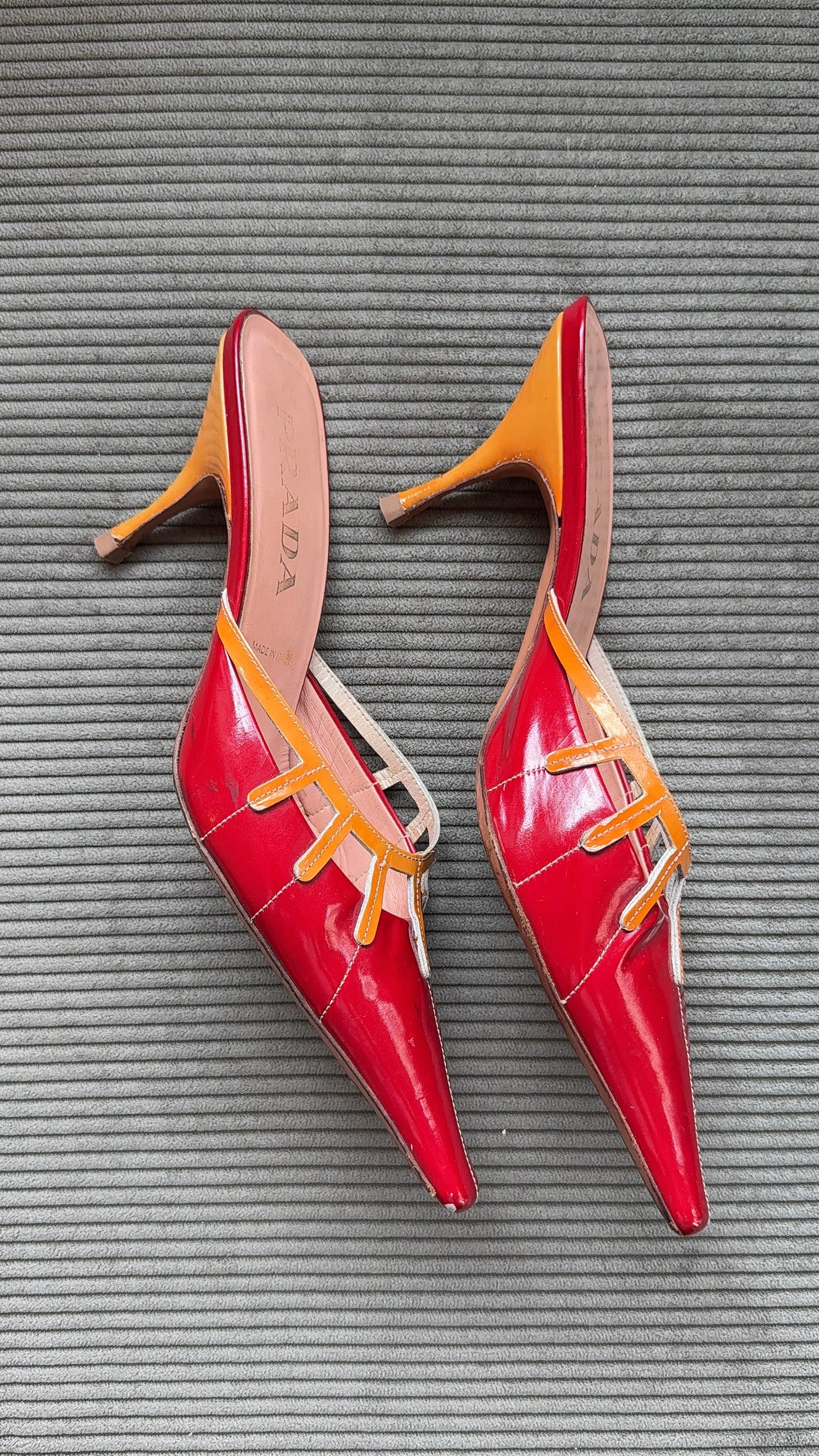 Prada Red Cage Mules