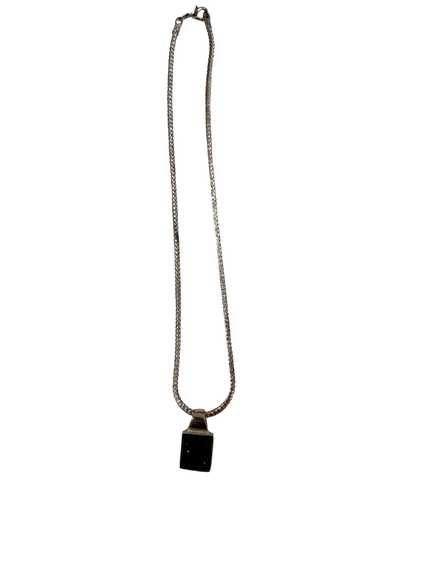 Silver Vintage Necklace - Reversible Black and White Pendant