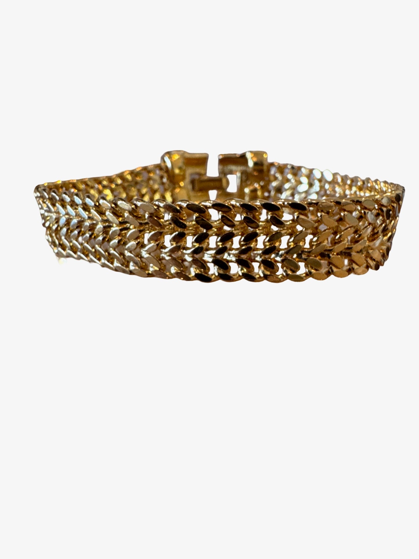 Monet Vintage Gold Tone Wide Link Chain Bracelet