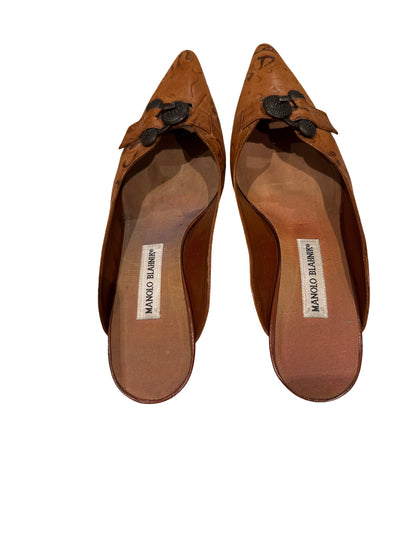 Manolo Blahnik Leather Heeled Mules