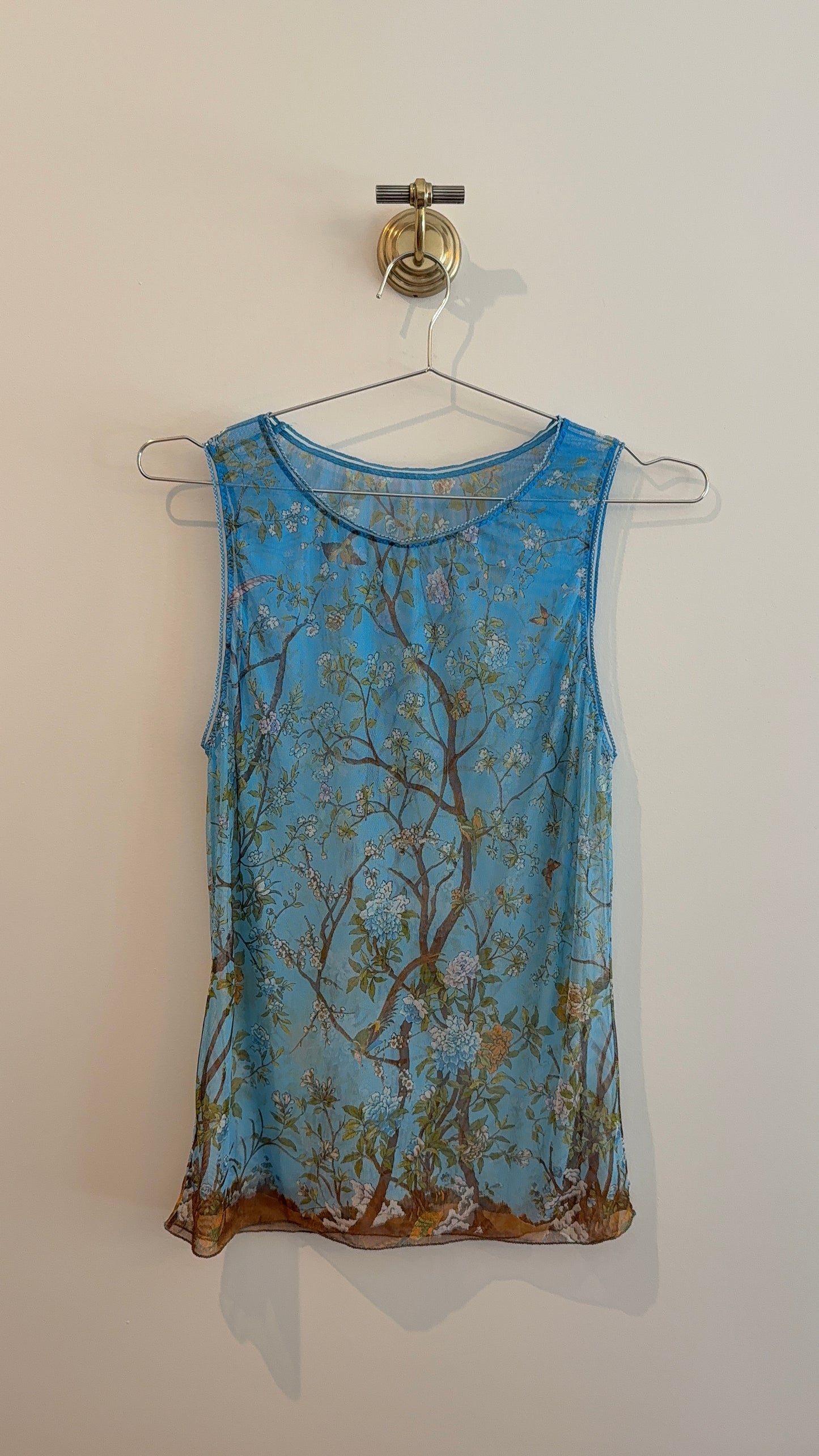 Blumarine Sheer Floral Tank