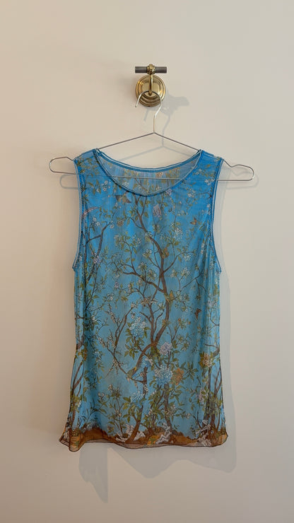 Blumarine Sheer Floral Tank