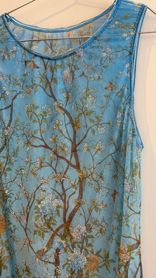 Blumarine Sheer Floral Tank
